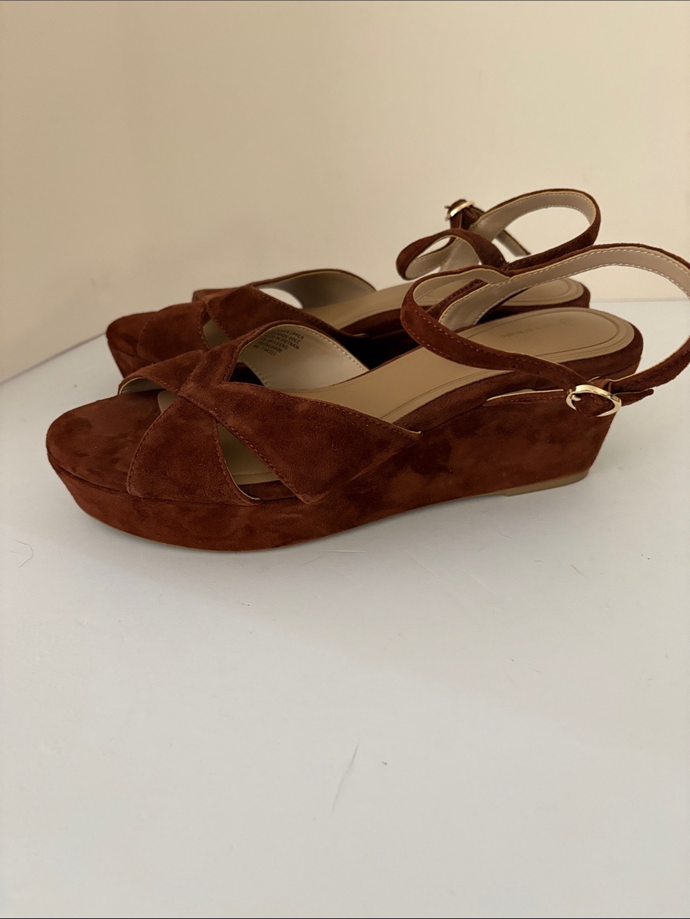 Giani Bernini Jayleen Platform Wedge Brown Suede Sandals 9 - Picture 14 of 16